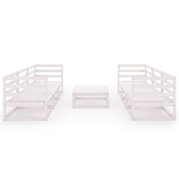 vidaXL 7-dijelna vrtna garnitura od masivne borovine bijela