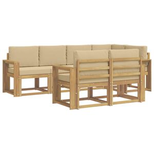 vidaXL Set vanjskih sofa 7 kom. Bijela i bež Poliester