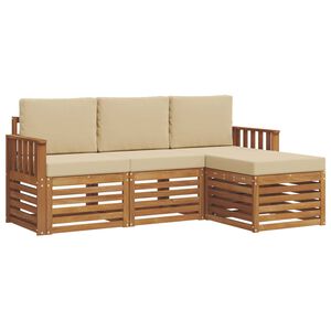 vidaXL Set vanjskih sofa s jastukom 4 pcs Prirodna i bež