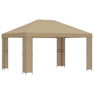 vidaXL Gazebo 4 &times; 3 m Bež Poliester i čelik 190 gsm