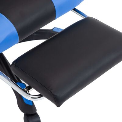 vidaXL Igraća stolica od umjetne kože s osloncem za noge plavo-crna