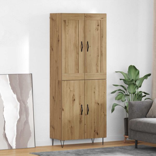 vidaXL Highboard Umjetnički hrast 69,5 x 34 x 180 cm Konstruirano drvo