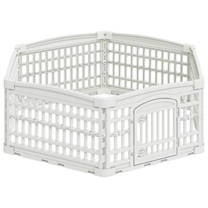 vidaXL Ograda za Pse s 6 Panoa 122 x 106,5 x 40 cm Plastika Bijela