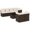 vidaXL 8-dijelni set vrtnih sofa s jastucima smeđi od poliratana