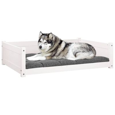 vidaXL Krevet za pse bijeli 105,5x75,5x28 cm od masivne borovine