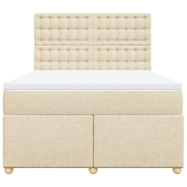 vidaXL Krevet s oprugama i madracem krem 160x200 cm od tkanine