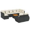 vidaXL 10-dijelni set vrtnih sofa s jastucima crni od poliratana