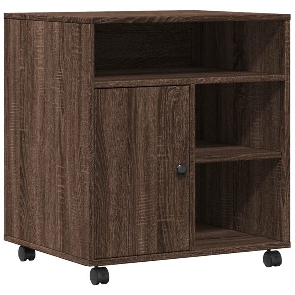 vidaXL Stalak za pisač s kotačima smeđa boja hrasta 60 x 50 x 67 cm