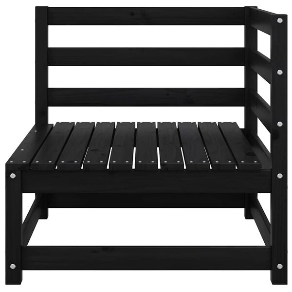 vidaXL Vrtni dvosjed s jastucima crni od masivne borovine