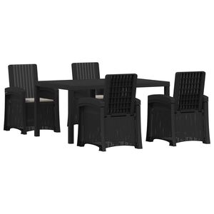 vidaXL Vrtni set za objed 5 kom. Antracit i Svjetlosiva PP