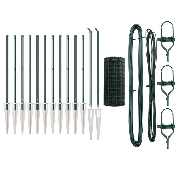 vidaXL Ograda s postovima Zelena 0,4 x 25 m Čelik i PVC