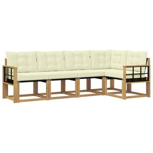 vidaXL Set vanjskih sofa 5 kom. Bijela i krem