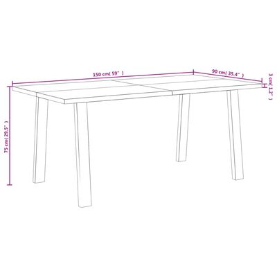 vidaXL Blagovaonski stol 150 x 90 x 75 cm od masivnog bagremovog drva