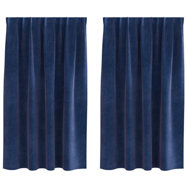vidaXL Zavjese za zamračivanje 2 pcs Tamno plava 140 x 175 cm Baršun