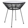 vidaXL Vrtni blagovaonski stol crni &Oslash; 70 x 74 cm od ratana i stakla