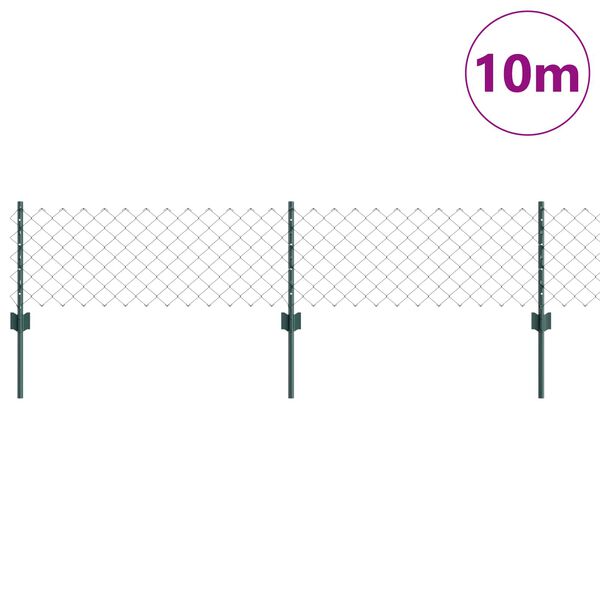 vidaXL Ograda s postovima Zelena 0,4 x 10 m Čelik i PVC