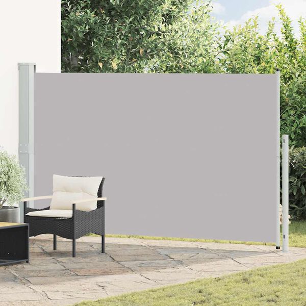 vidaXL Uvlačiva bočna tenda za terasu 180 x 300 cm siva
