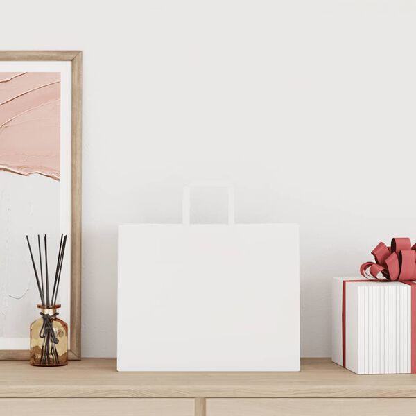 vidaXL Papirnate vrećice 50 kom s ručkama bijele 32x22x24 cm