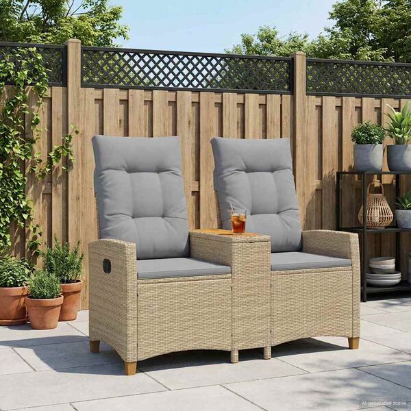 vidaXL Rekreativna klupa s stolom Bež i svijetlo siva poliratan