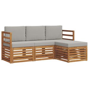 vidaXL Set vanjskih sofa s jastukom 4 pcs Prirodna i svijetlo siva