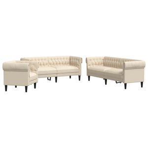 vidaXL 3-dijelni set sofa krem od mikrovlakana