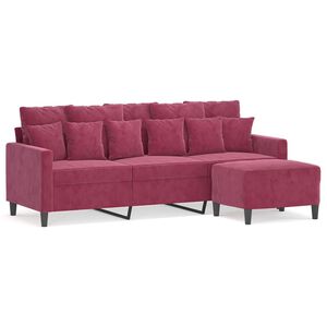 vidaXL Trosjed s tabureom crvena boja vina 180 cm bar&scaron;unasti