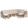 vidaXL Set vanjskih sofa 9-sjedala Prirodna i krema bijela Poliester