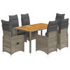 vidaXL 7-dijelni vrtni bistro set od poliratana s jastucima sivi
