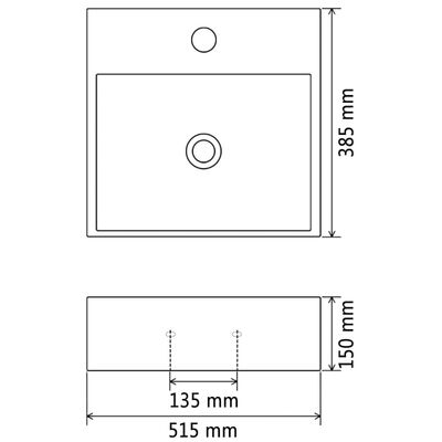 vidaXL Umivaonik s otvorom za slavinu keramički crni 51,5 x 38,5 x 15 cm