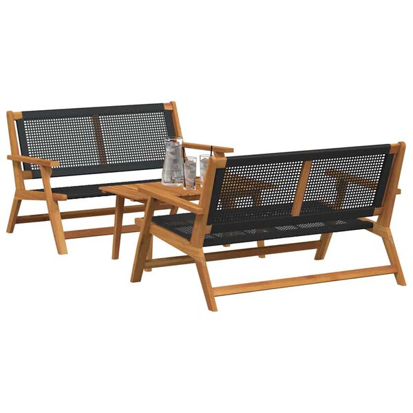 vidaXL Vrtne Stolice s Stolom 3 pcs Crna 90 x 45 x 40 cm