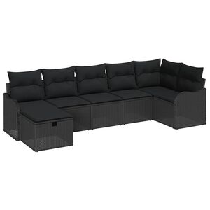 vidaXL Set sofe 7 kom. 7-Broj sjedala Crna poliratan