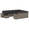 vidaXL 11-dijelni set vrtnih sofa od poliratana s jastucima sivi