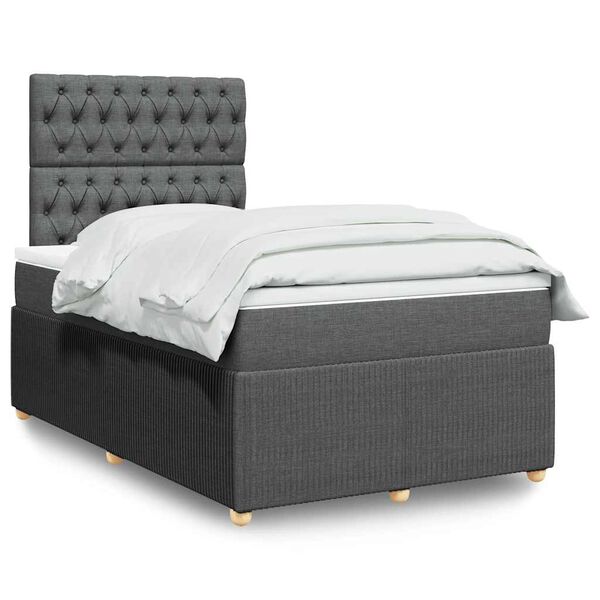 vidaXL Krevet box spring s madracem tamnosivi 120 x 190 cm tkanina