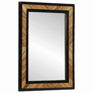 vidaXL Zidno ogledalo Crna i smeđa 70 x 2 x 70 cm Čvrsto drvo akacije
