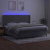 vidaXL Krevet box spring s madracem LED svjetlosivi 200x200 cm bar&scaron;un