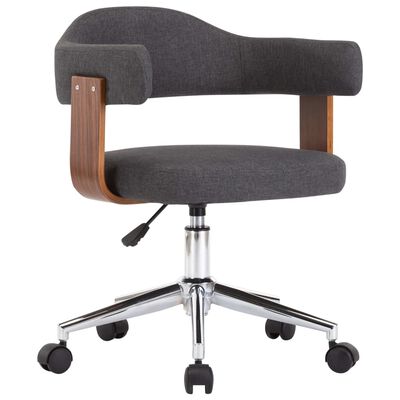 vidaXL Okretna uredska stolica od savijenog drva i tkanine siva