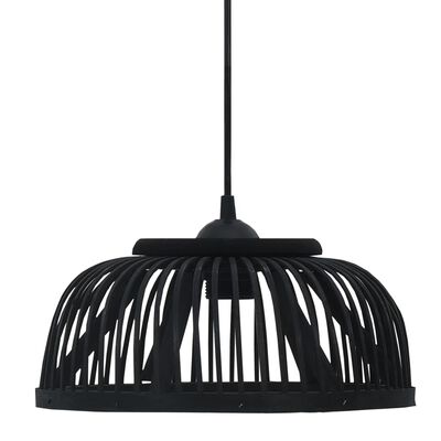vidaXL Viseća svjetiljka od bambusa crna 37 x 15,5 cm 40 W polukružna