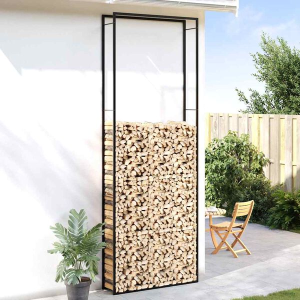 vidaXL Stalak za drva za ogrjev mat crni 110x28x312 cm čelični