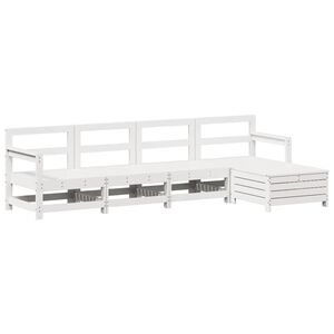 vidaXL 5-dijelni set vrtnih sofa bijeli od masivne borovine