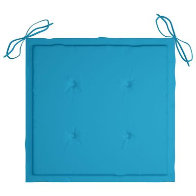 vidaXL Vrtne stolice s plavim jastucima 3 kom od masivne tikovine