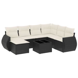 vidaXL 8-dijelni set vrtnih sofa od poliratana s jastucima crni