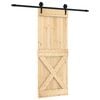 vidaXL Klizna vrata Prirodna i crna 80 x 210 cm Čvrsta borovina