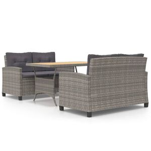 vidaXL 3-dijelni vrtni blagovaonski set sa sivim jastucima poliratan