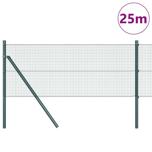 vidaXL Stup za ogradu Zelena 25 x 0,6 m (16 x 16 mm mreža) Čelik i PVC