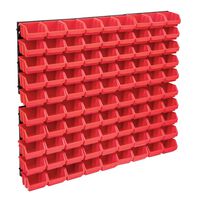 vidaXL 96-dijelni set kutija za pohranu sa zidnim pločama crveno-crni