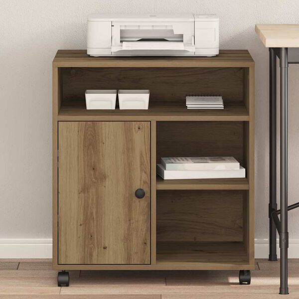 vidaXL Držač za printer s pohranom hrast artisan 60 x 50 x 67 cm