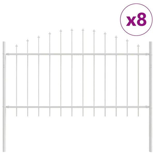 vidaXL Vrtna Ograda 8 pcs Bijelo 170 x 140 cm Čelik s prahom premazan