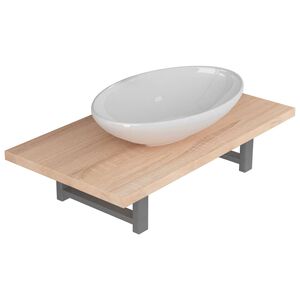 vidaXL Dvodijelni set kupaonskog namje&scaron;taja keramički boja hrasta