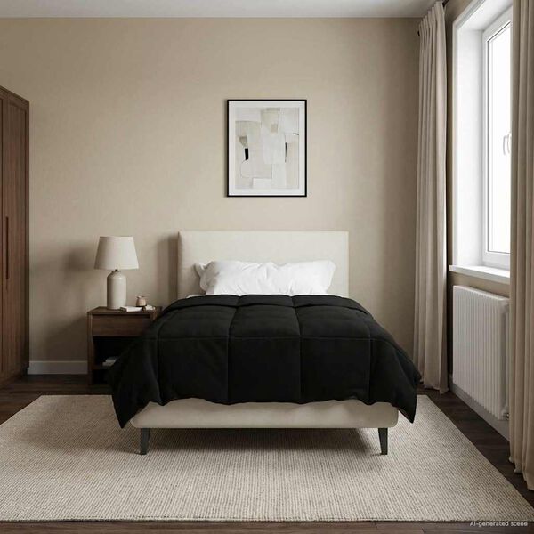 vidaXL Zimska pokrivača &Scaron;onerisan Crna 135 x 220 cm Mikrovlakna