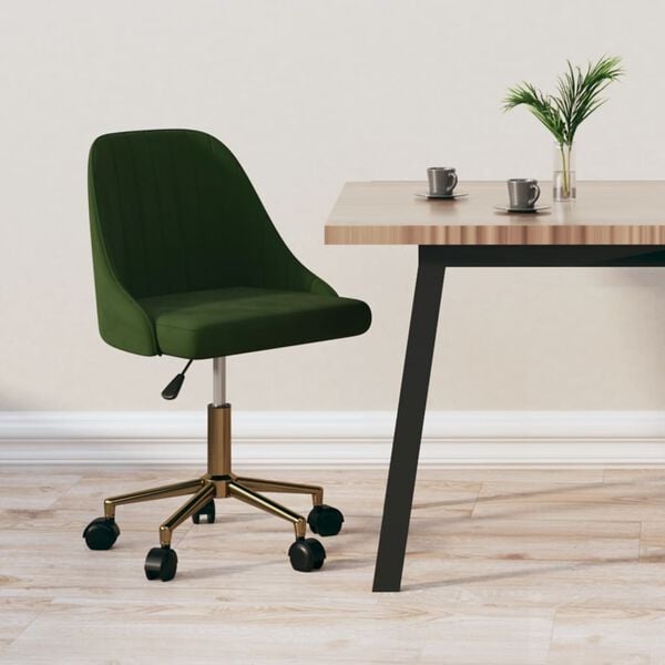 vidaXL Okretna blagovaonska stolica tamnozelena bar&scaron;unasta